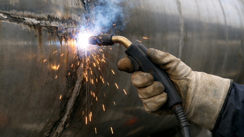 Sudor lucrand la o cisterna